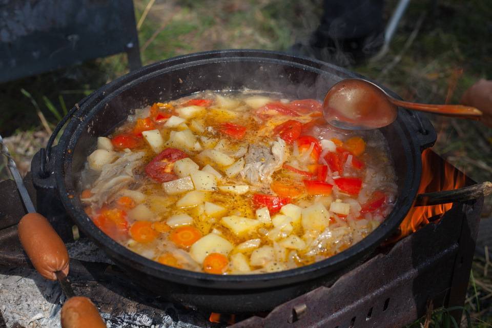 Суп с сырками на костре