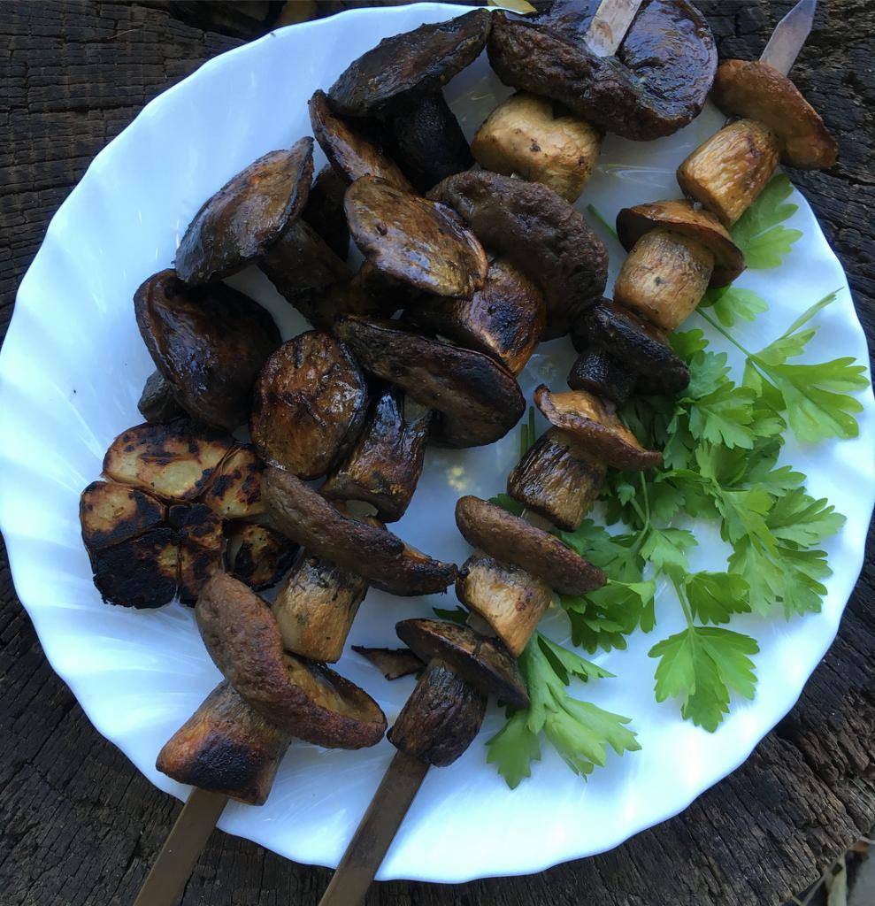 Рецепты шашлыков из шампиньонов: как мариновать грибы для шашлыка на мангале