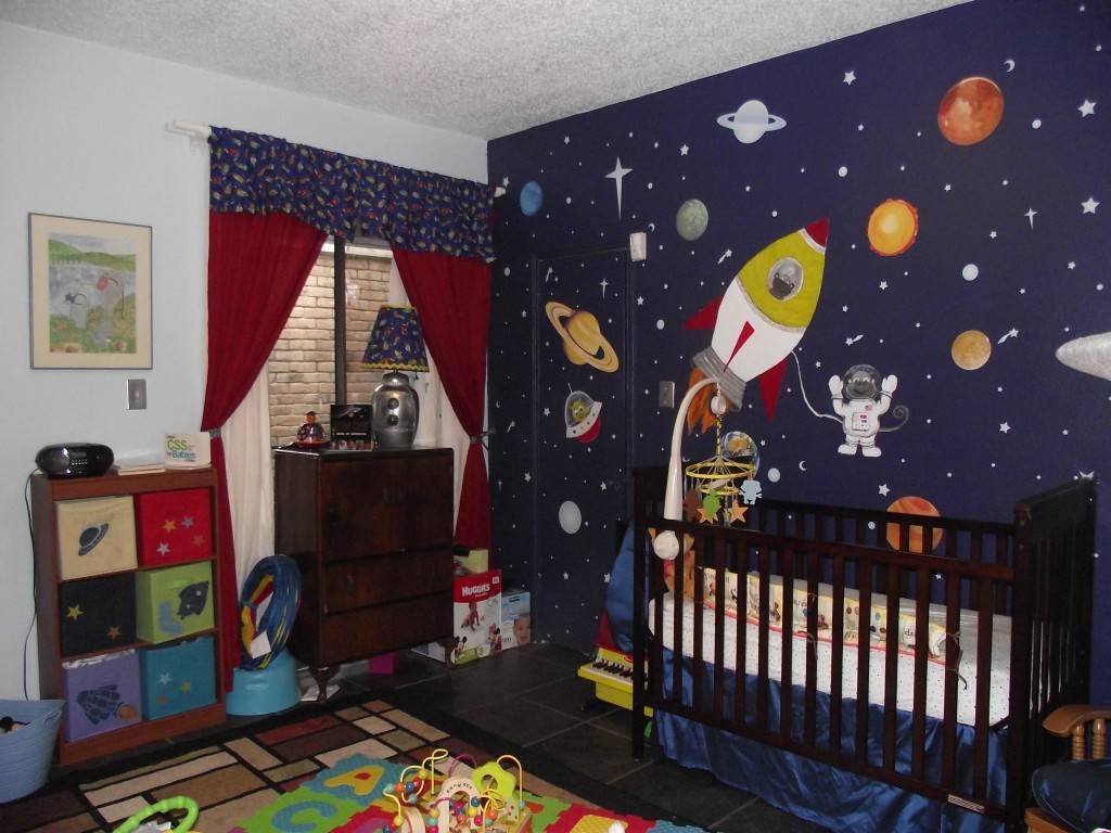 Интерьер детской комнаты в стиле космос – фото идеи дизайна