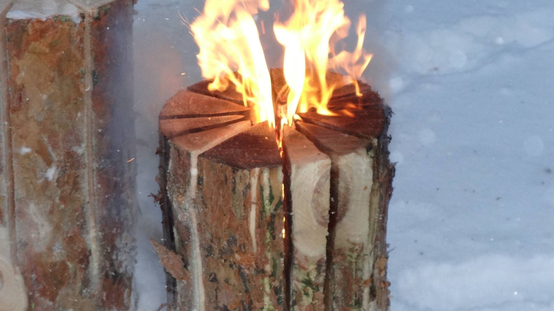 Финская свеча из бревна как сделать своими руками видео и фото костра