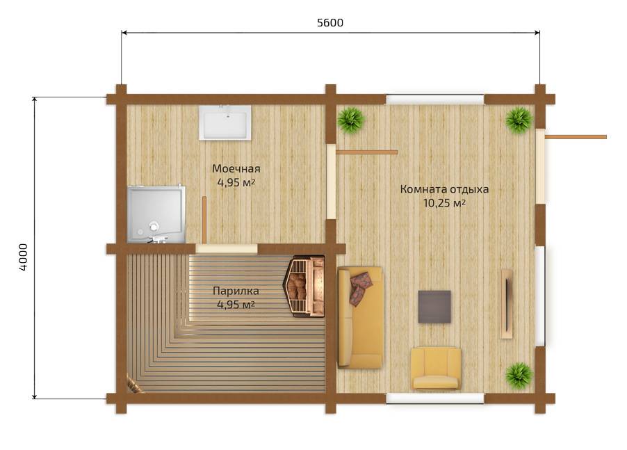 Бани с комнатой отдыха и спальней: проекты и дизайн одноэтажных бань, фото