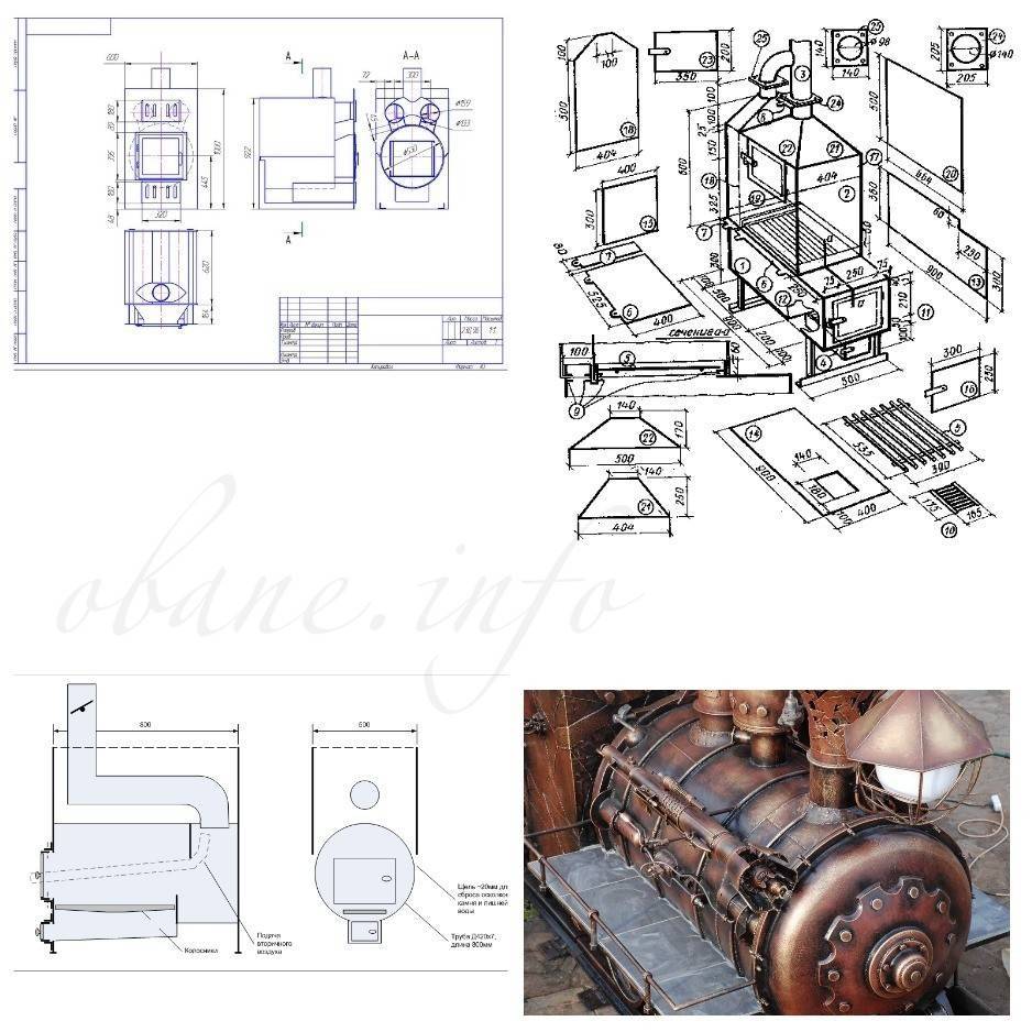 Чертежи печи для бани из металла своими руками и фото
