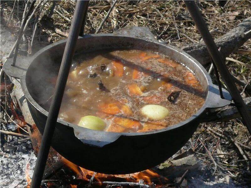 Суп с сырками на костре