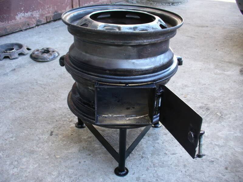 Печка из автомобильных дисков своими руками, печь для бани и дачи из колесного обода грузового автомобиля камаз, чертежи, фото