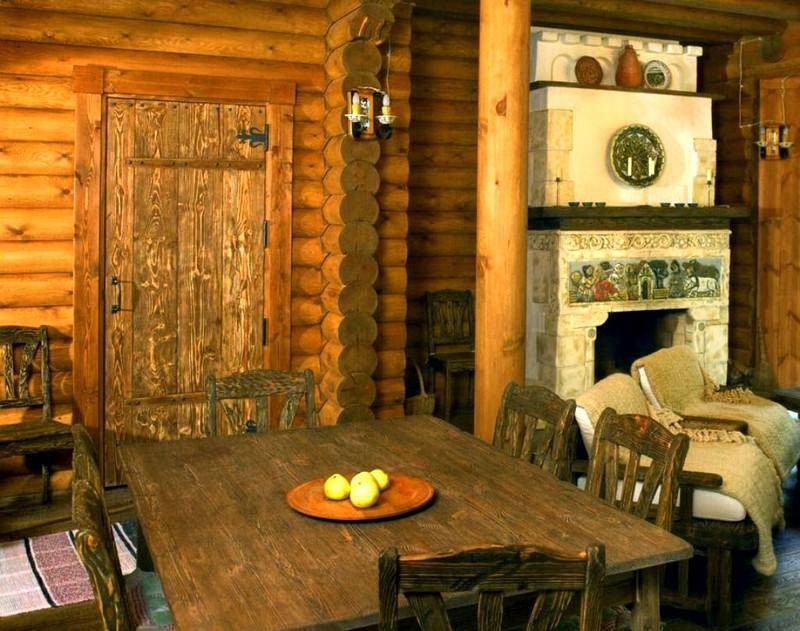 Русский стиль в интерьере загородного деревянного дома - 39 фото