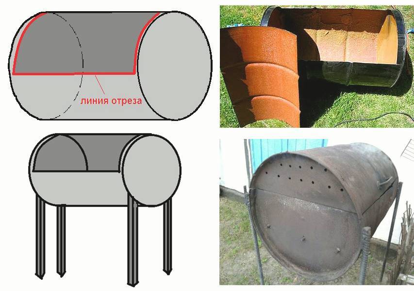 Мангал своими руками из бочки 200 литров чертежи фото