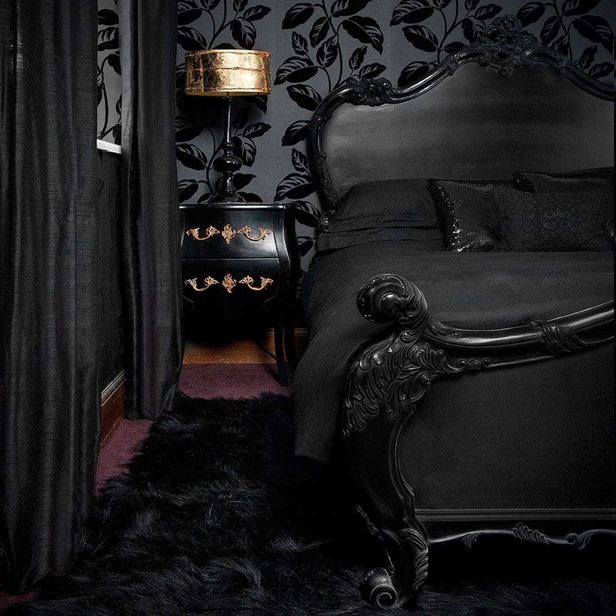 Спальня в темных тонах: интерьер с мебелью - 30 фото